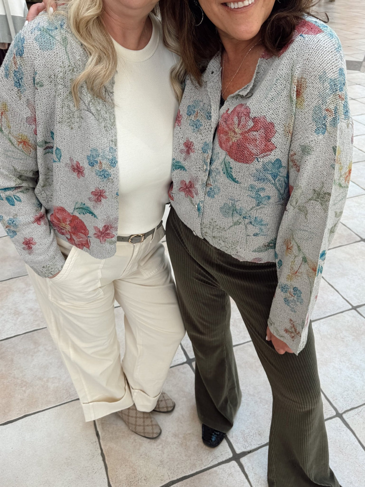 Floral Print Button - Down Sweater Cardigan - Chandeliers Boutique ny