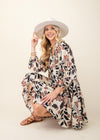 Floral Printed 3/4 Sleeve Shirt Dress - Chandeliers Boutique ny