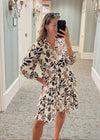 Floral Printed 3/4 Sleeve Shirt Dress - Chandeliers Boutique ny
