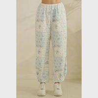 Floral Textured Lounge Pants - Chandeliers Boutique ny