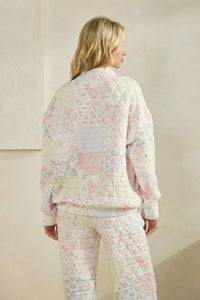 Floral Textured Mock Neck Sweater - Chandeliers Boutique ny