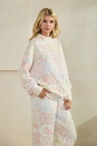 Floral Textured Mock Neck Sweater - Chandeliers Boutique ny