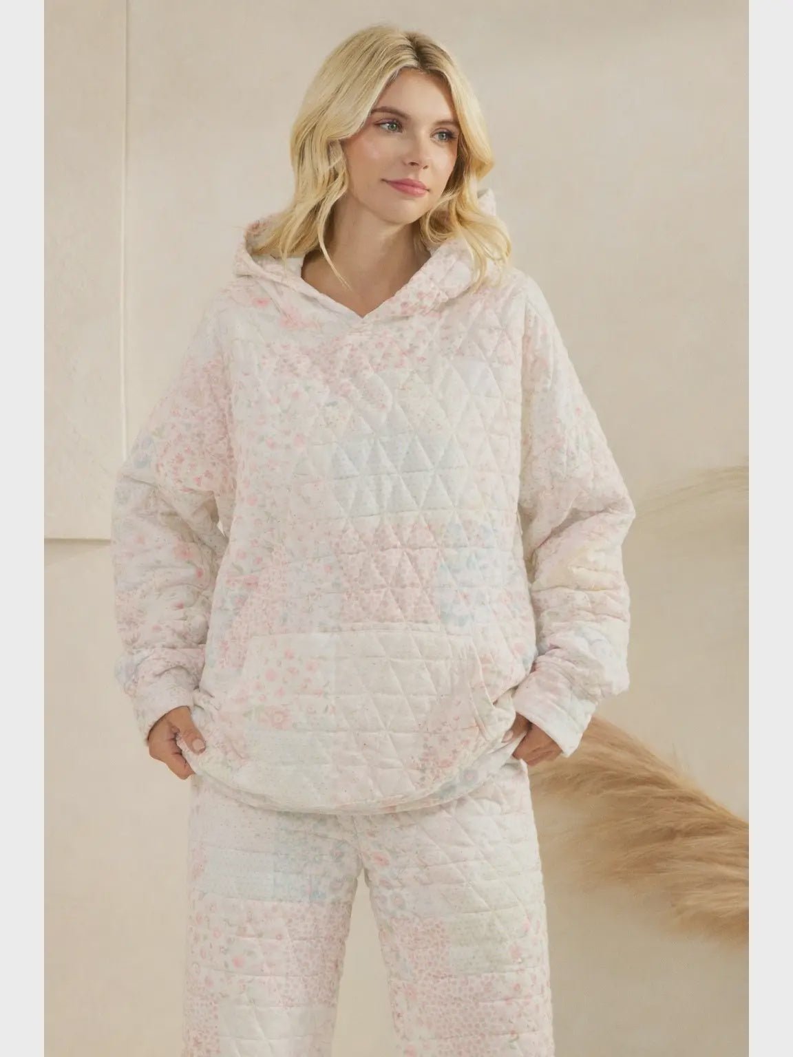 Floral Textured Oversized Hoodie - Chandeliers Boutique ny