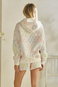 Floral Textured Oversized Hoodie - Chandeliers Boutique ny