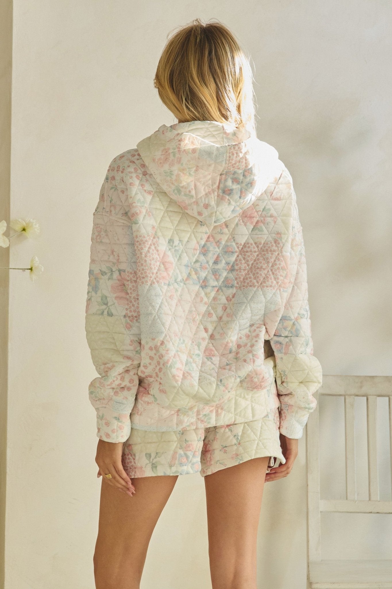 Floral Textured Oversized Hoodie - Chandeliers Boutique ny