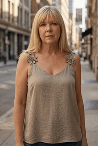 Flower Shoulder Tank - Chandeliers Boutique ny