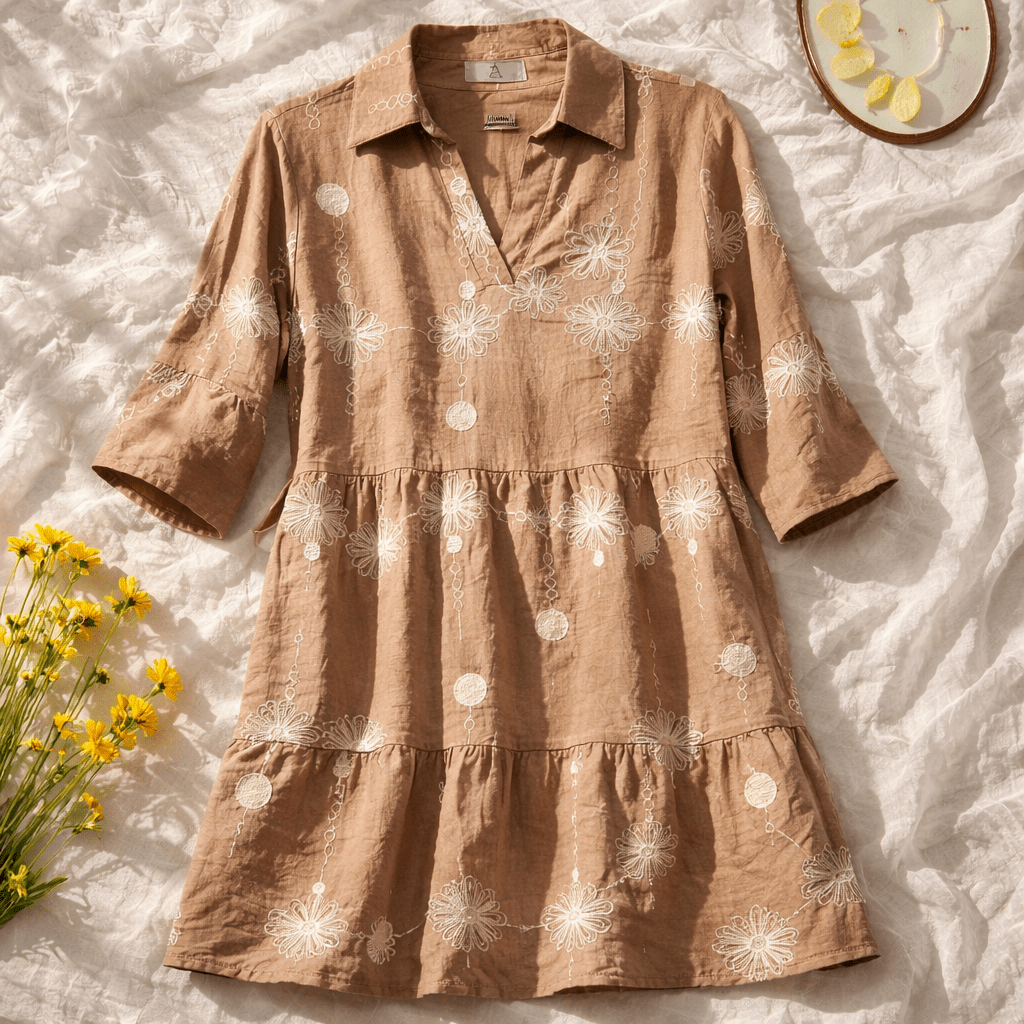 Flowered Shirt Dress - Chandeliers Boutique ny