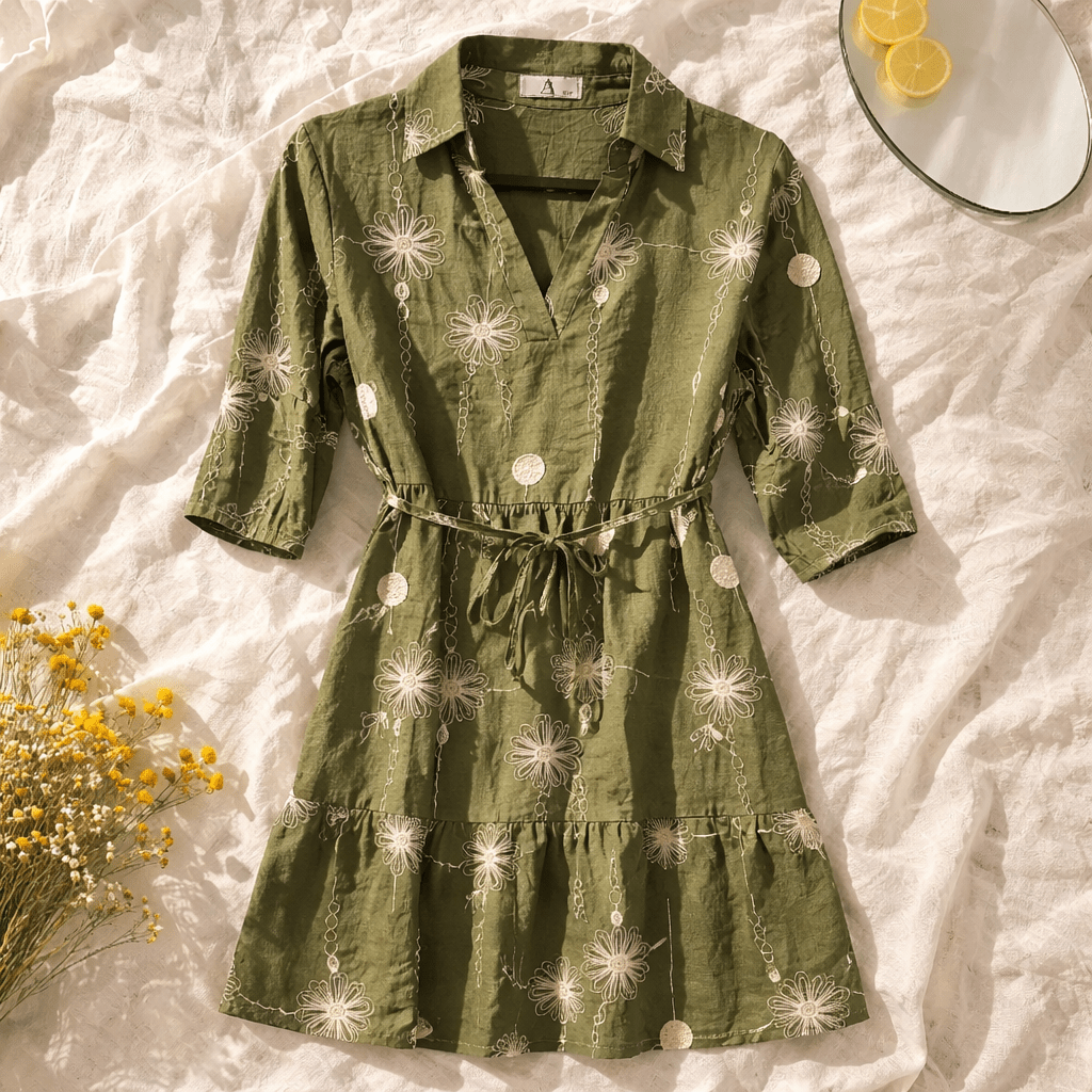 Flowered Shirt Dress - Chandeliers Boutique ny