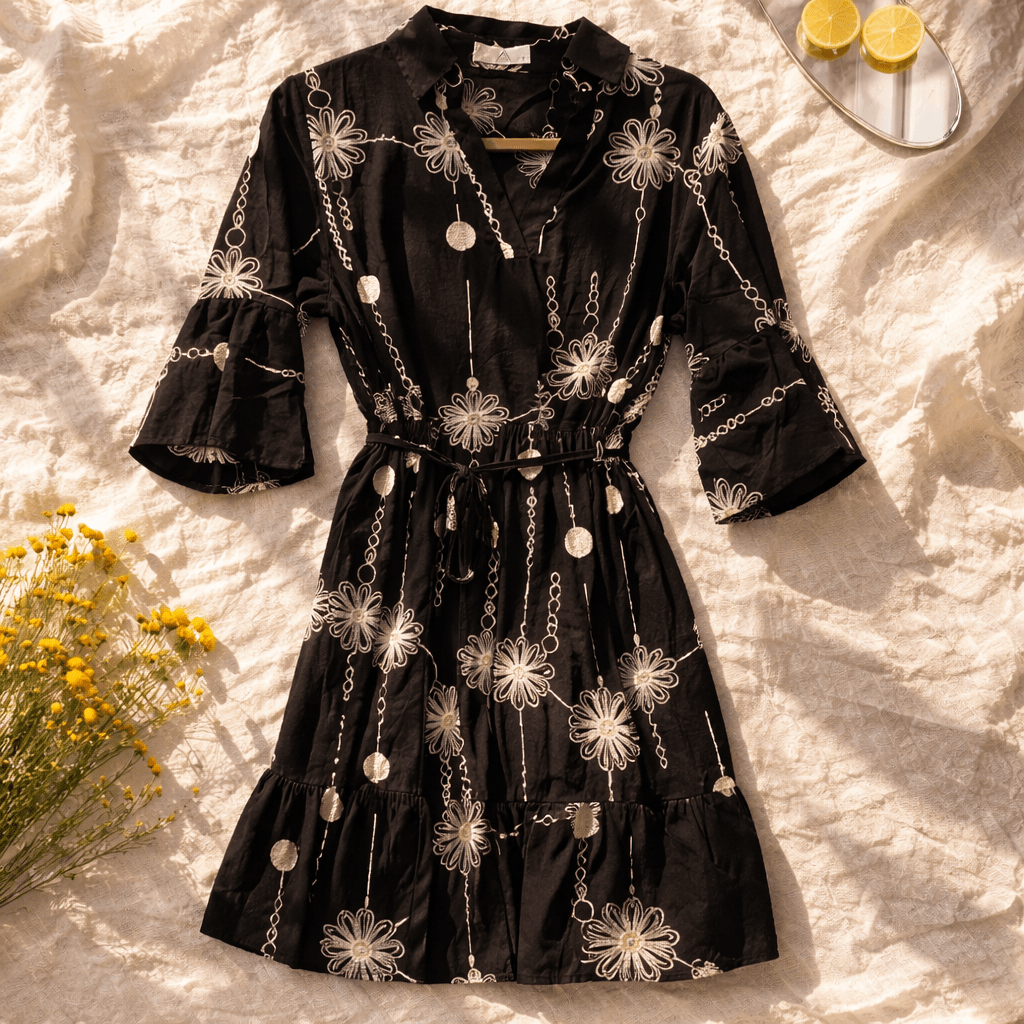 Flowered Shirt Dress - Chandeliers Boutique ny
