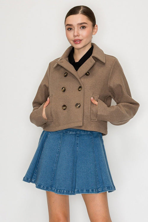 Front Button Collared Coat - Chandeliers Boutique ny