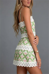 Geometric Print Strap Mini Dress - Chandeliers Boutique ny