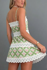 Geometric Print Strap Mini Dress - Chandeliers Boutique ny