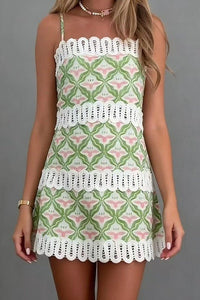 Geometric Print Strap Mini Dress - Chandeliers Boutique ny