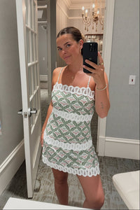 Geometric Print Strap Mini Dress - Chandeliers Boutique ny