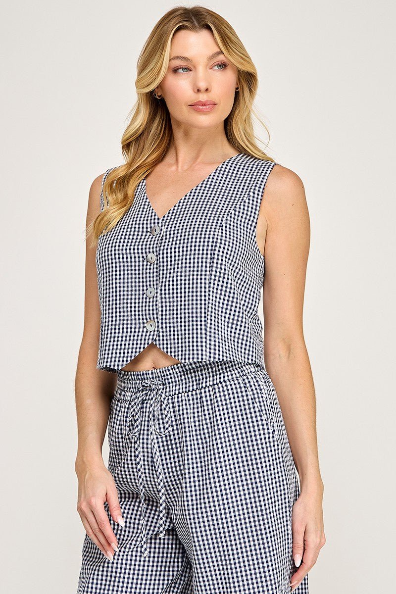 Gingham Vest - Chandeliers Boutique ny