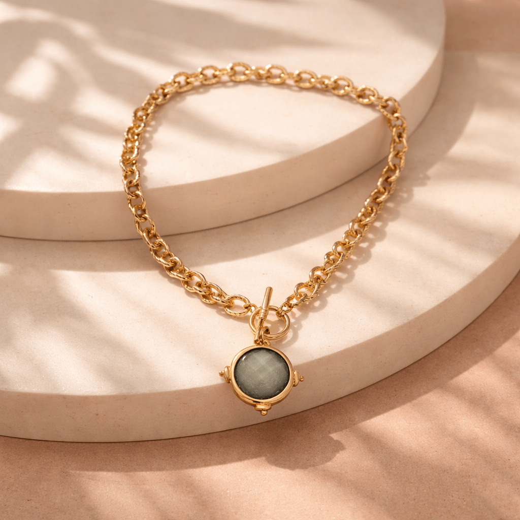 Grey Compass Necklace - Chandeliers Boutique ny