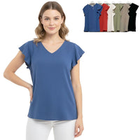 Half Ruffle Sleeve Top - Chandeliers Boutique ny