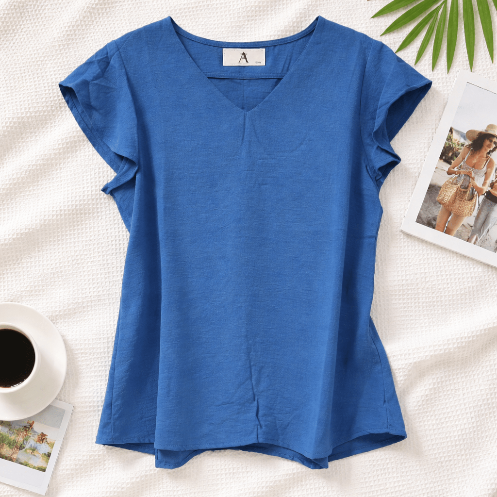 Half Ruffle Sleeve Top - Chandeliers Boutique ny