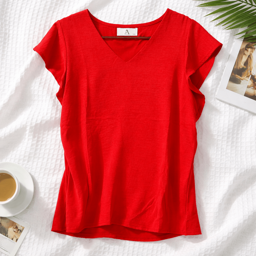 Half Ruffle Sleeve Top - Chandeliers Boutique ny
