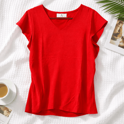 Half Ruffle Sleeve Top - Chandeliers Boutique ny