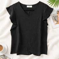 Half Ruffle Sleeve Top - Chandeliers Boutique ny
