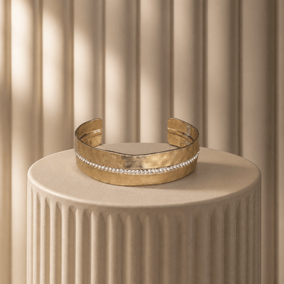 Hammered Cuff Pavé Rhinestone - Chandeliers Boutique ny
