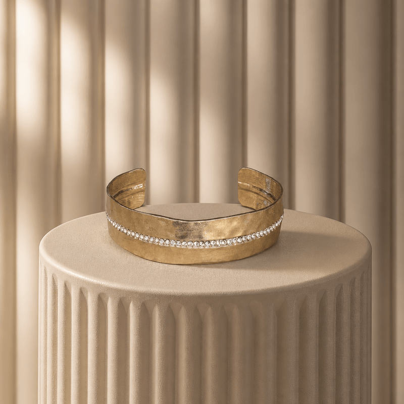 Hammered Cuff Pavé Rhinestone - Chandeliers Boutique ny