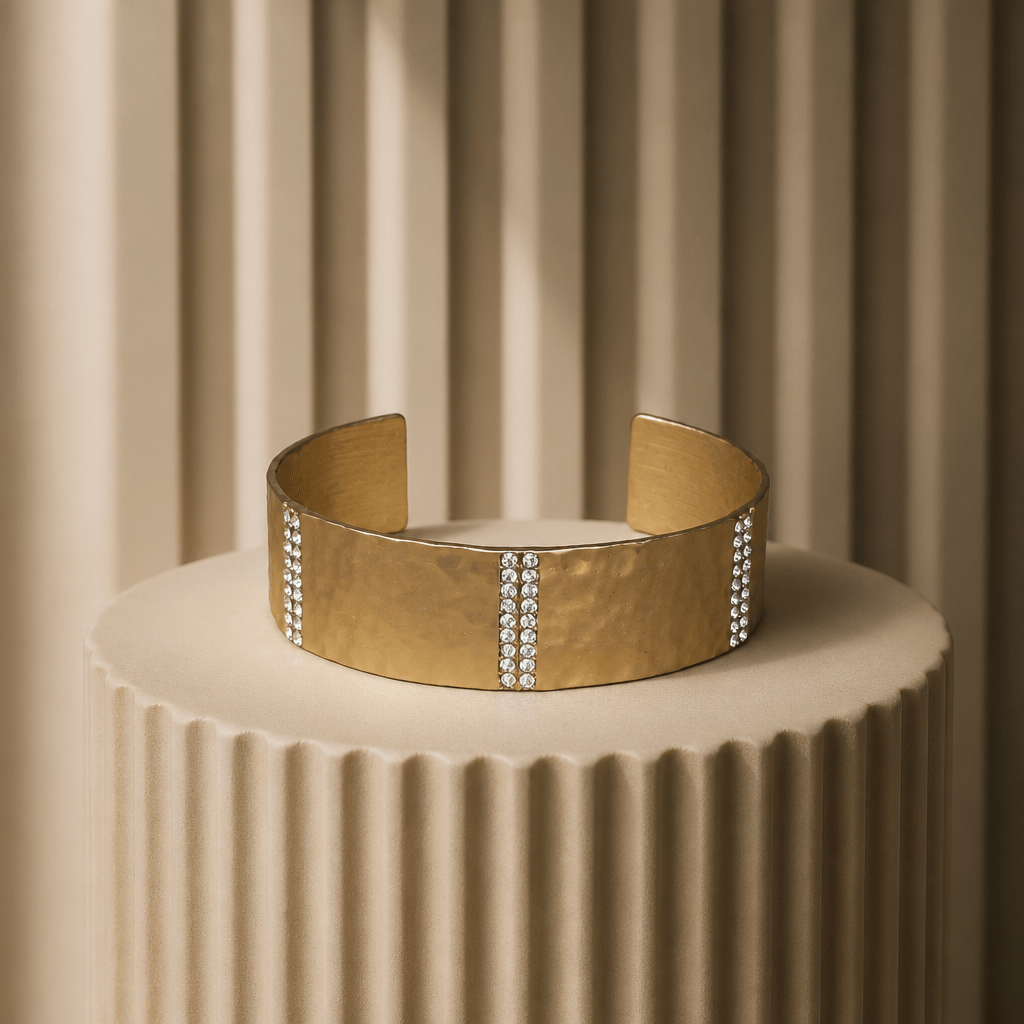 Hammered Cuff Pavé Rhinestone - Chandeliers Boutique ny