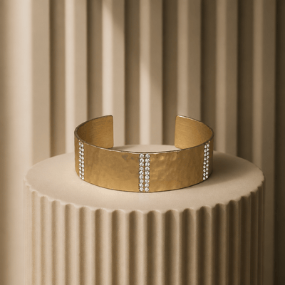 Hammered Cuff Pavé Rhinestone - Chandeliers Boutique ny