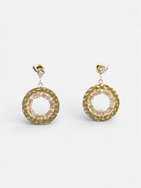 Hammered w/ CZ Post Earring - Chandeliers Boutique ny