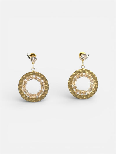 Hammered w/ CZ Post Earring - Chandeliers Boutique ny