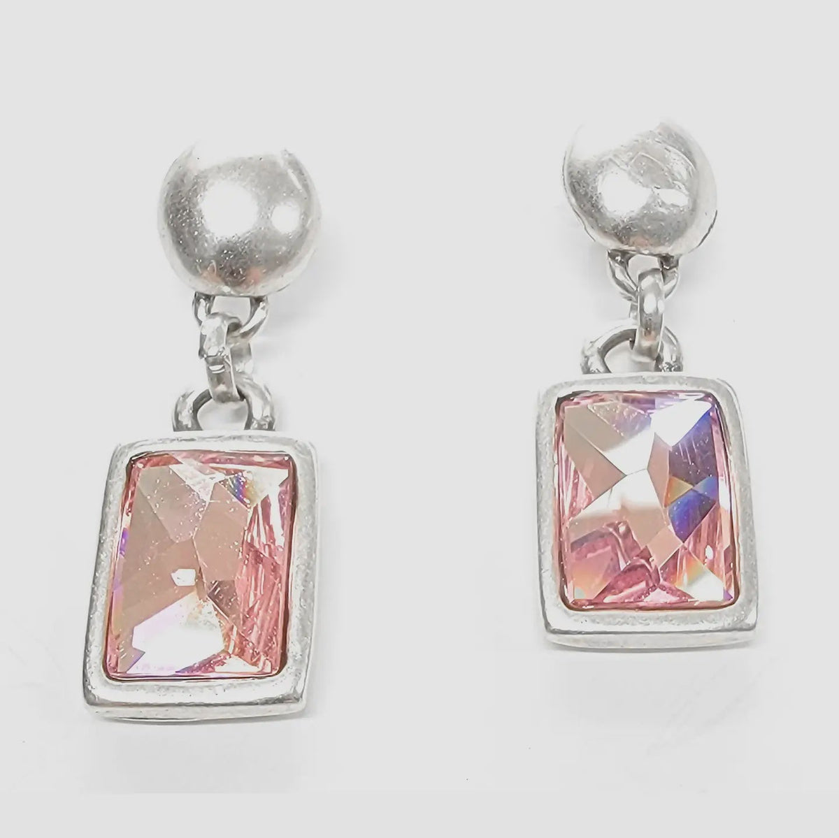 Handmade Pewter Pink Stone Earring - Chandeliers Boutique ny