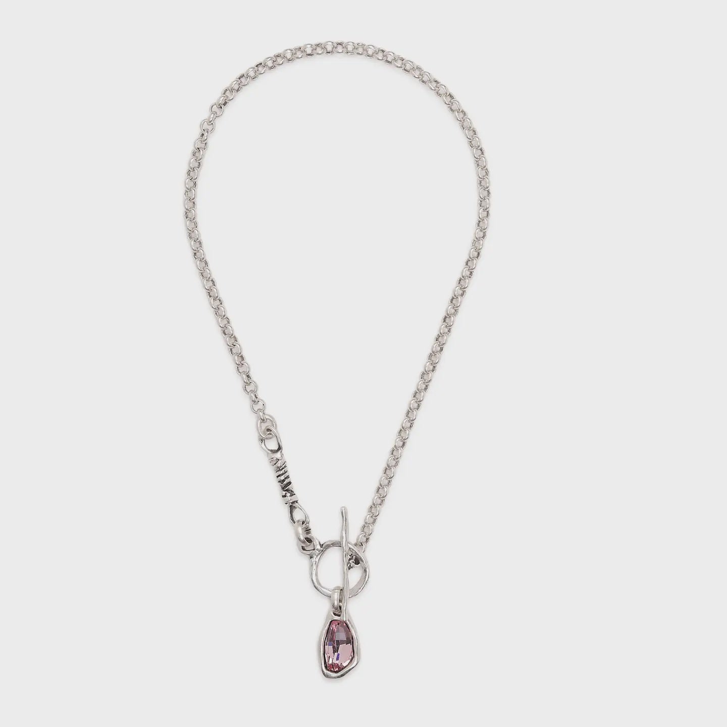 Handmade Pink Crystal Pewter Necklace - Chandeliers Boutique ny