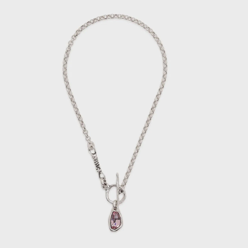Handmade Pink Crystal Pewter Necklace - Chandeliers Boutique ny