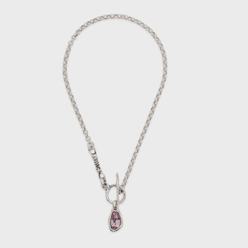 Handmade Pink Crystal Pewter Necklace - Chandeliers Boutique ny