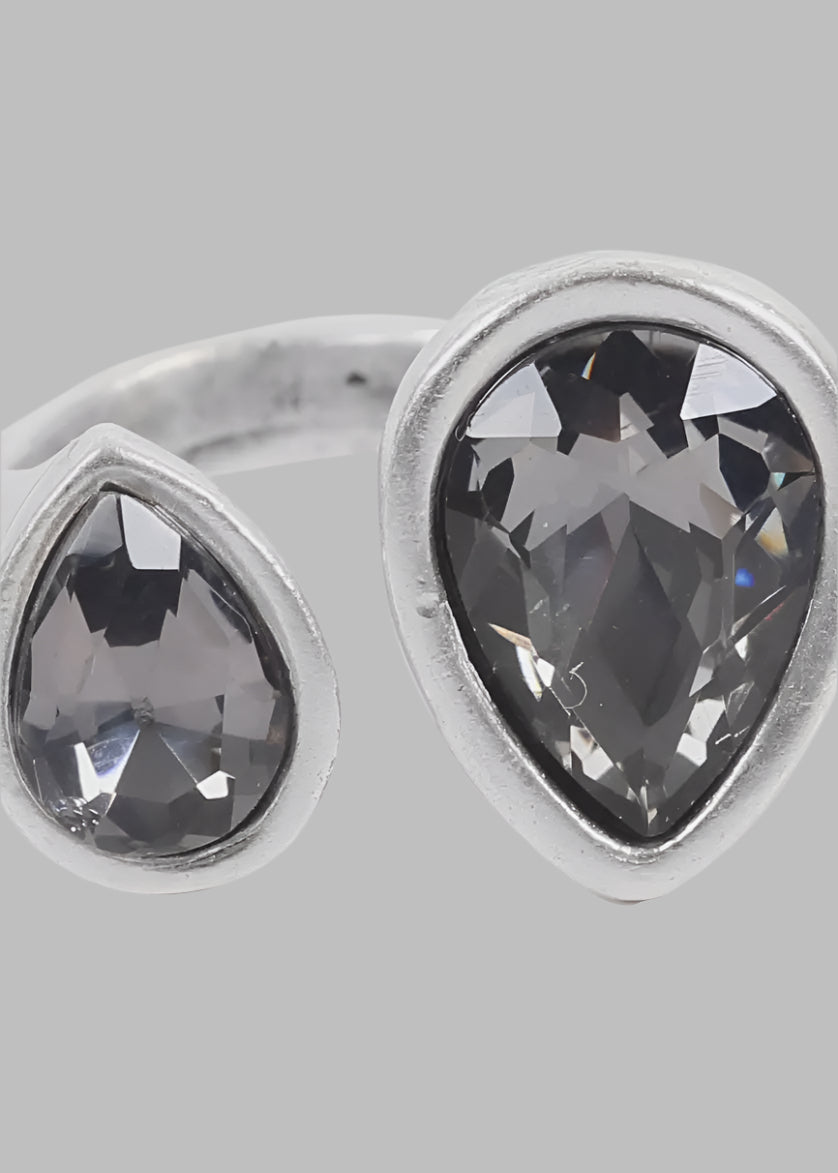 Handmade Smokey Crystal Brass Ring - Chandeliers Boutique ny