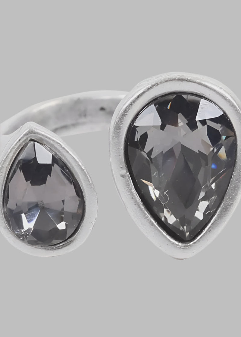 Handmade Smokey Crystal Brass Ring - Chandeliers Boutique ny