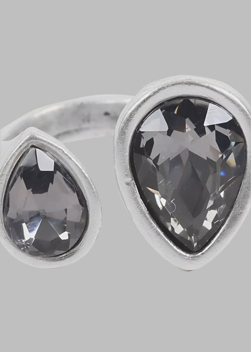 Handmade Smokey Crystal Brass Ring - Chandeliers Boutique ny