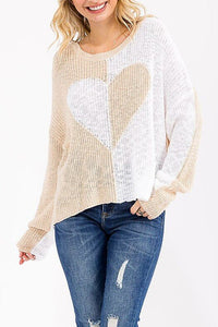 Heart Pattern Knit Pullover Sweater - Chandeliers Boutique ny