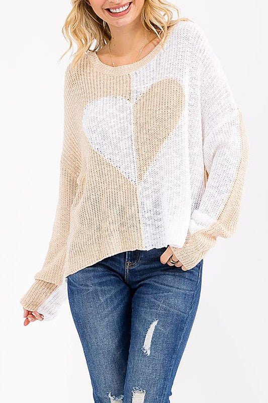 Heart Pattern Knit Pullover Sweater - Chandeliers Boutique ny