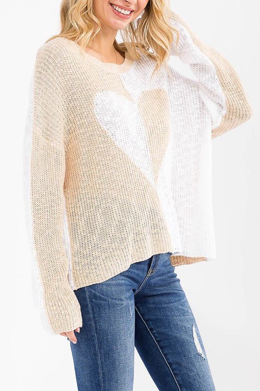 Heart Pattern Knit Pullover Sweater - Chandeliers Boutique ny