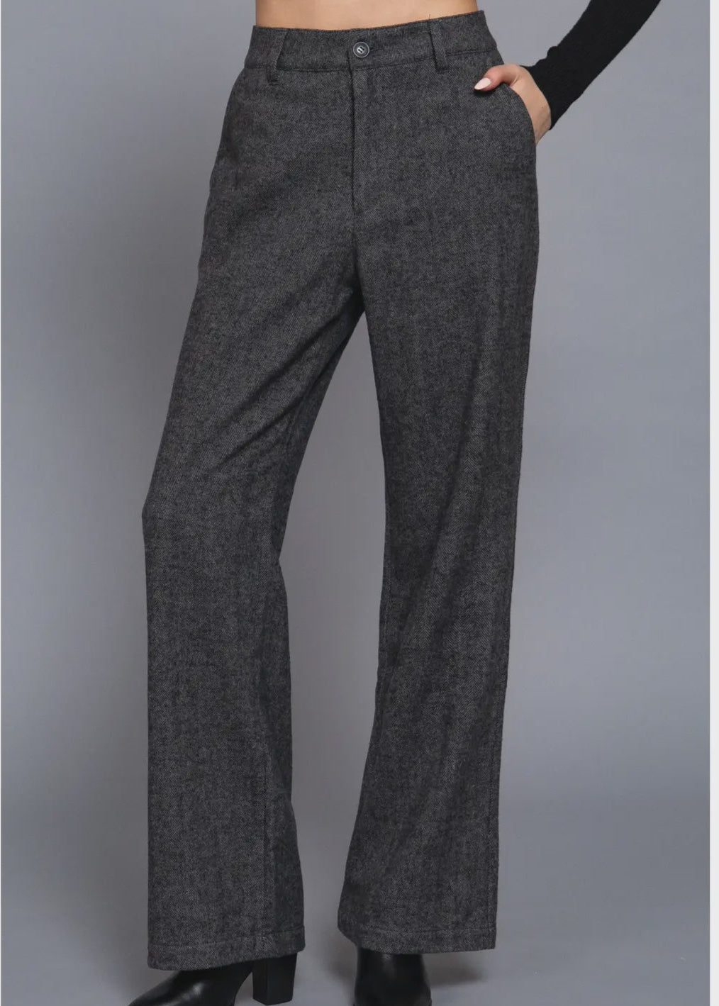 Herringbone Straight Fit Pants - Chandeliers Boutique ny