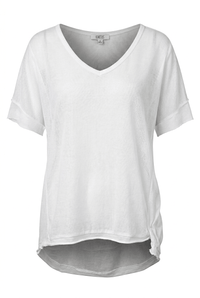 Hi Low Back V Neck Linen Top - Chandeliers Boutique ny