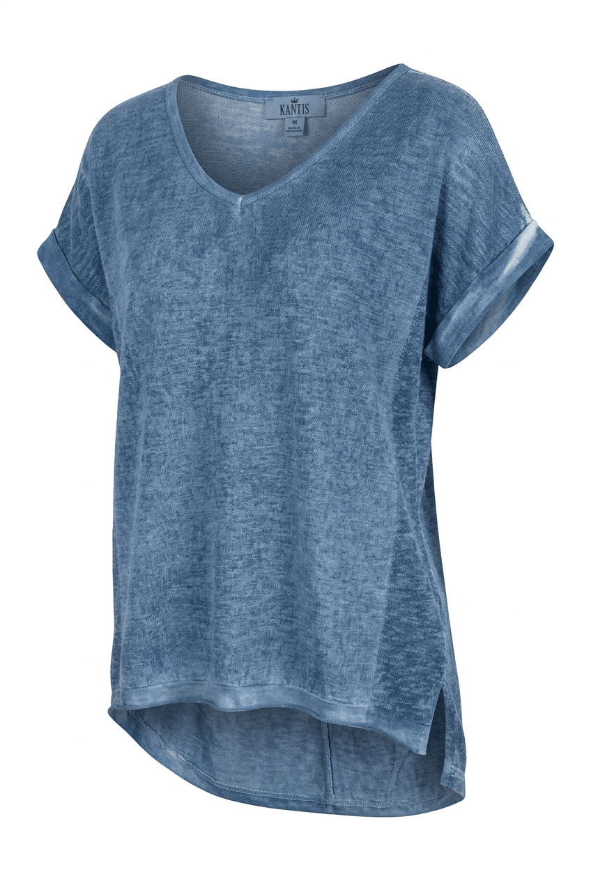 Hi Low Back V Neck Linen Top - Chandeliers Boutique ny