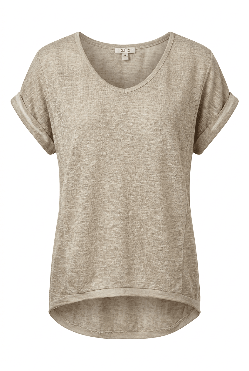 Hi Low Back V Neck Linen Top - Chandeliers Boutique ny