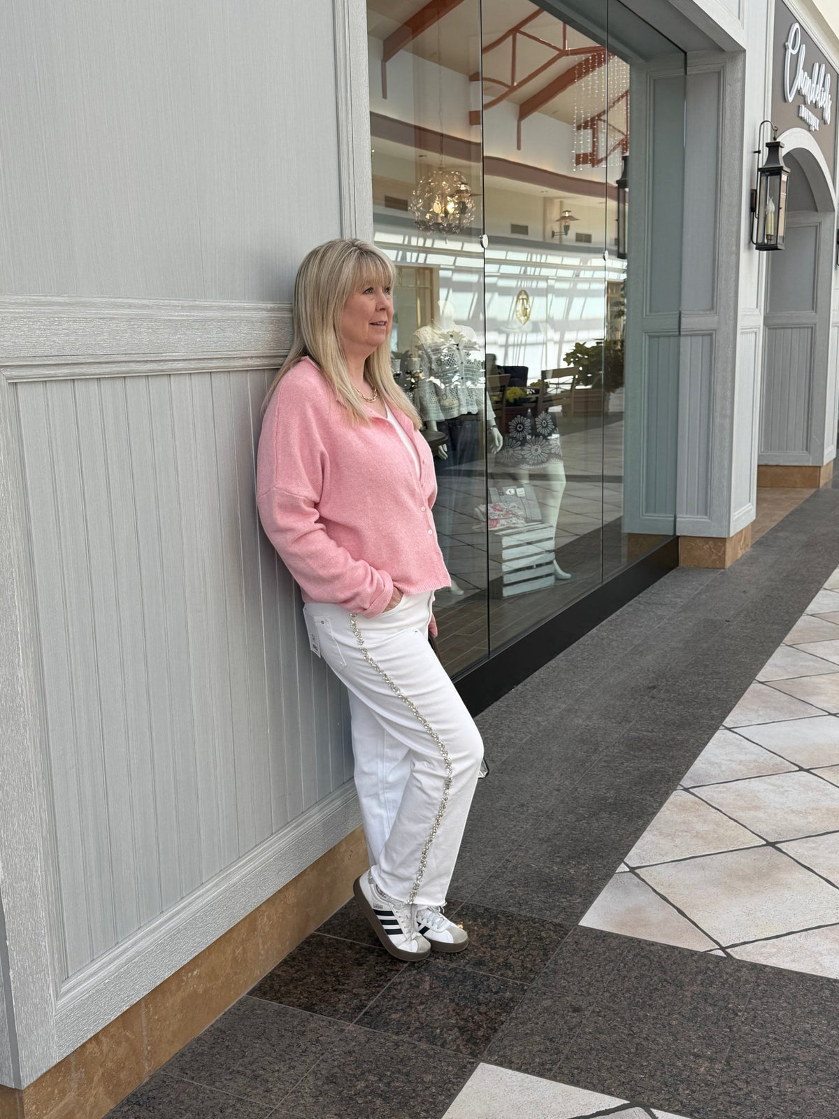 High - Rise Straight Ankle Embellished Side Detail - Chandeliers Boutique ny