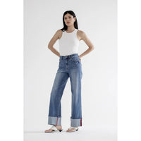 High Rise Wide Leg with Cuff Hem - Chandeliers Boutique ny