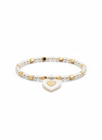 JG Stretch Heart Bracelet - Mixed Metal Gold & Silver Heart Bracelet - Chandeliers Boutique ny