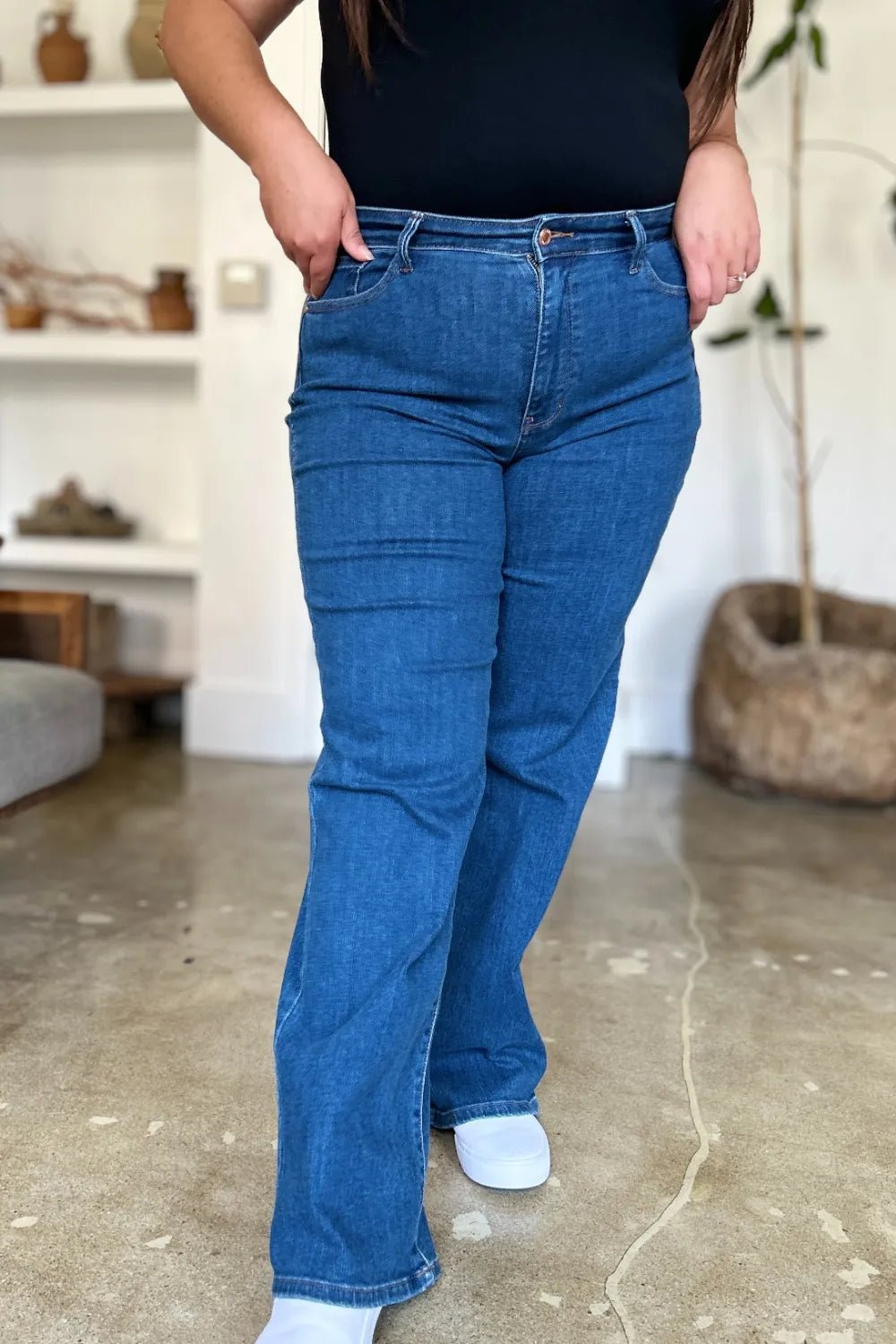 Judy Blue Full Size High Rise Straight Jeans - Chandeliers Boutique ny
