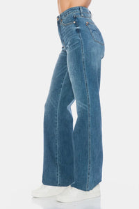 Judy Blue Full Size Tummy Control Cut Raw Hem Straight Jeans - Chandeliers Boutique ny